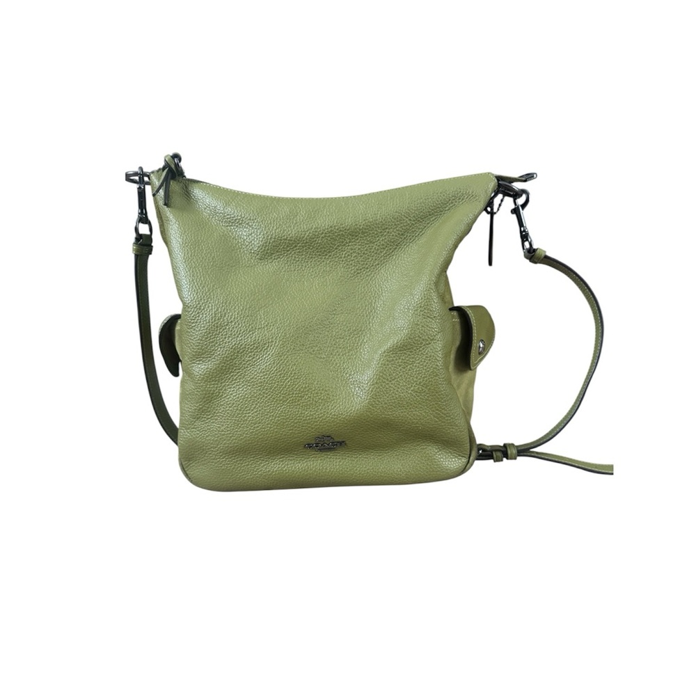 Green Leather and Suede Coach Shoulder Bag - Picture 2 of 10